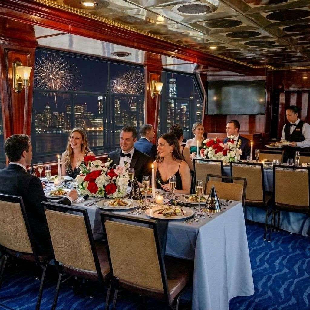 Couples dinning at Boardwalk FantaSea New Year's Cruise