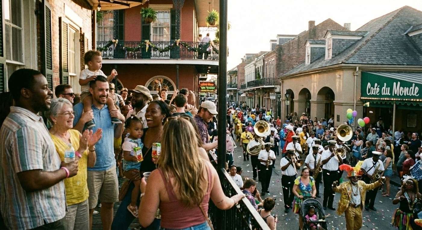 People enjoying a festival in New Orleans