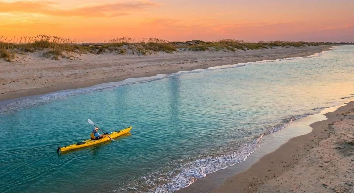 A person kayaking in Corpus Christi