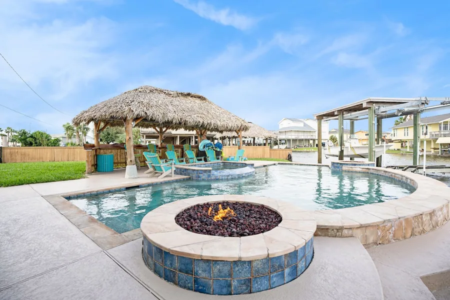 The private pool and fire pit